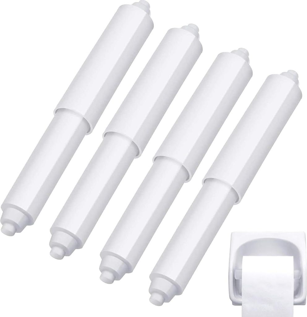 Toilettenpapierhalter, 4 Stück Toilettenpapierrollenhalter Einsatz im Badezimmer, Ersatzroller, federbelastete Spindel (weiß)