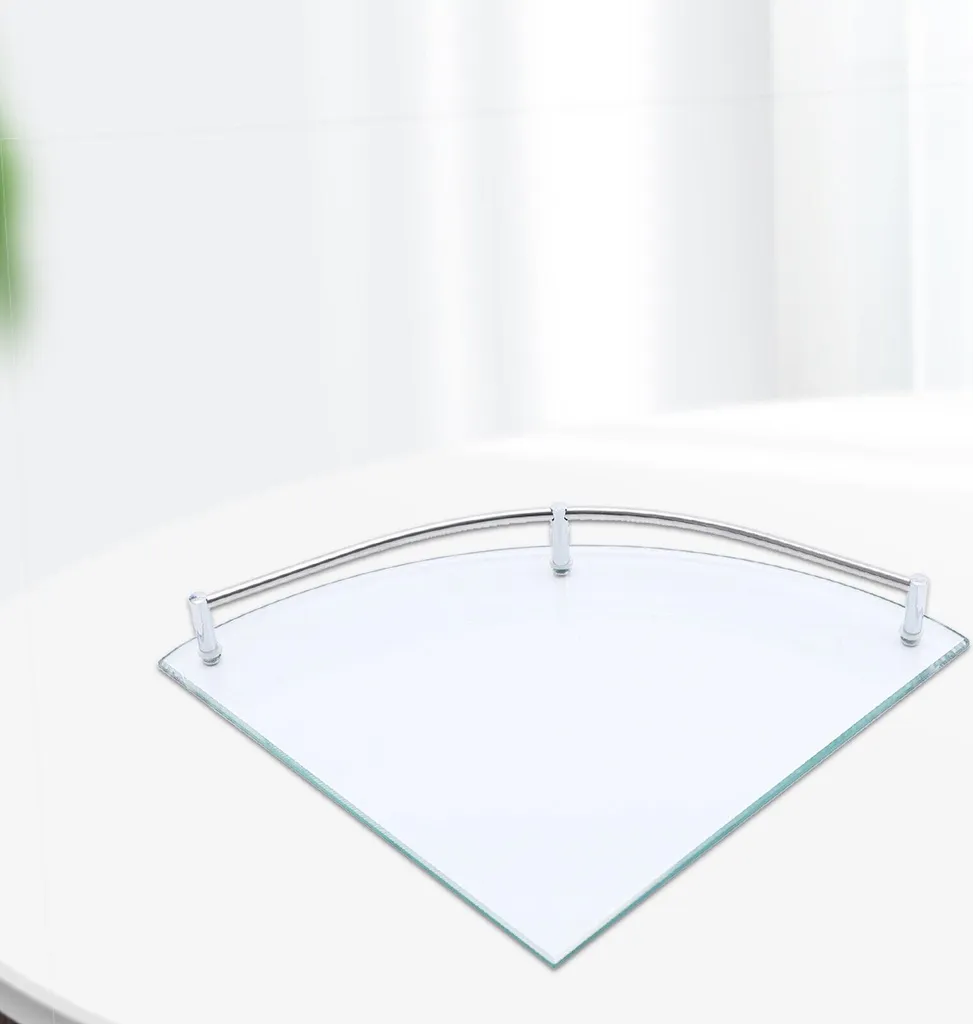 Tablette murale en verre d'angle 23,5 cm - Support déco style moderne 4kg