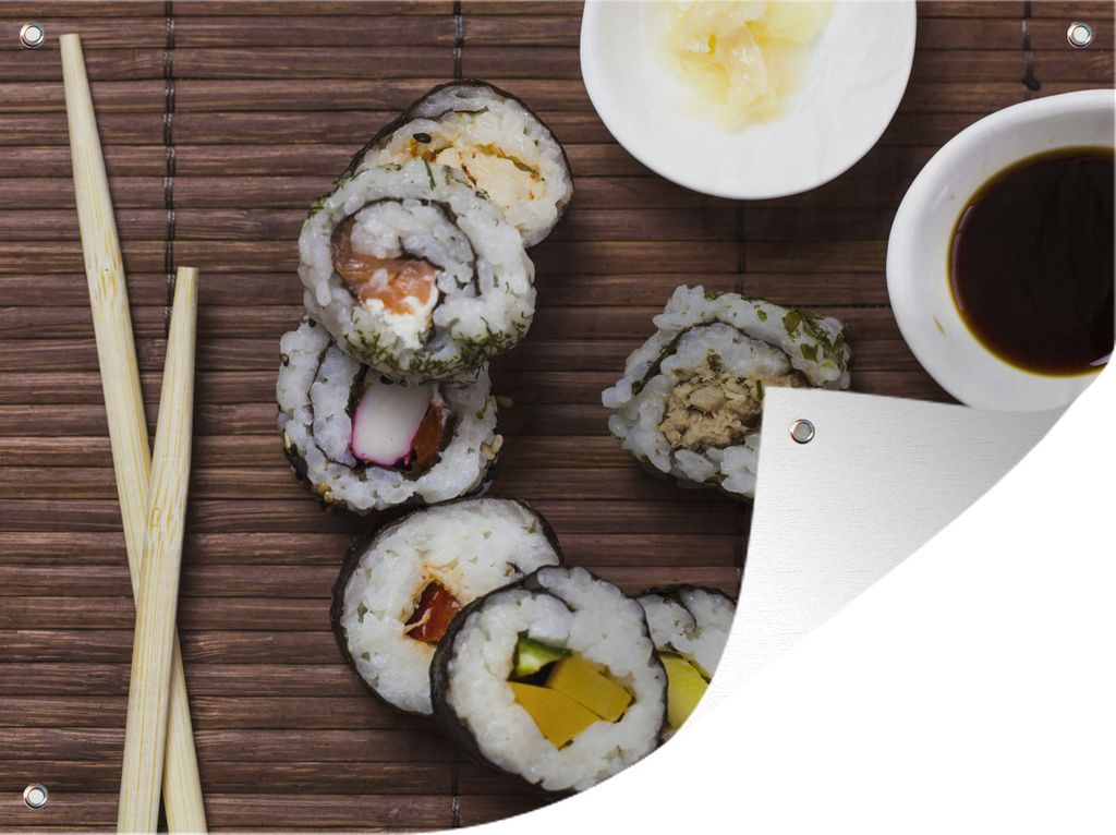 MuchoWow 40x30 cm Outdoor-Poster Gartendeko Sichtschutz Garten Poster für den Garten Eine Sammlung von Sushi