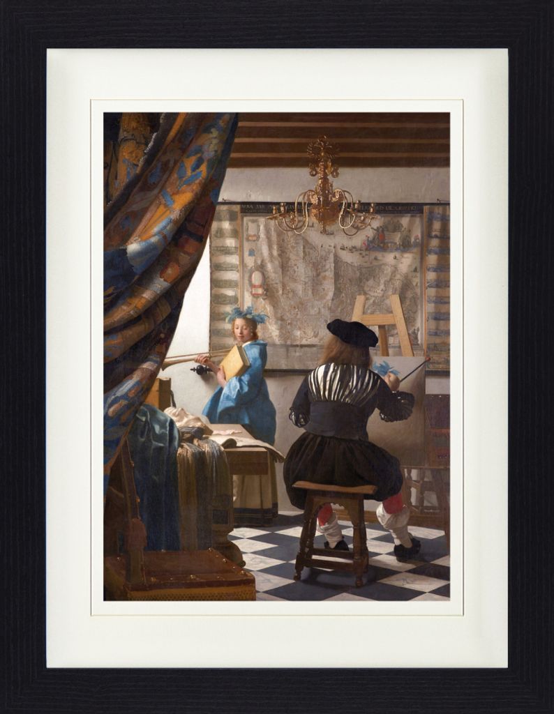 Johannes Vermeer Gerahmtes Bild Mit Edlem Passepartout | Wand-Bilder | Im Bilderrahmen - Die Malkunst, 1666 (40 x 30 cm)