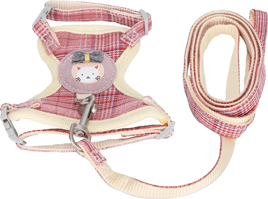 Pettorina Regolabile Gatto Antifuga | Guinzaglio 1cm | Motivo Rosa
