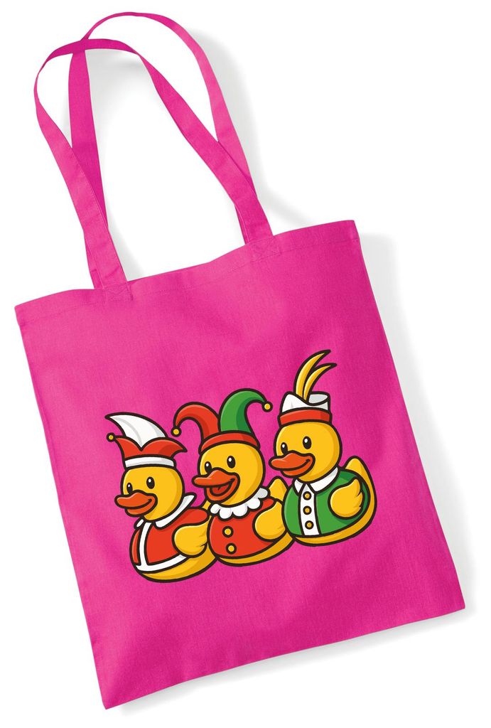 Huuraa Jutebeutel Quietscheente Dreigestirn Gummiente Karneval 10 Liter Fuchsia Baumwolle Tasche Geschenkidee