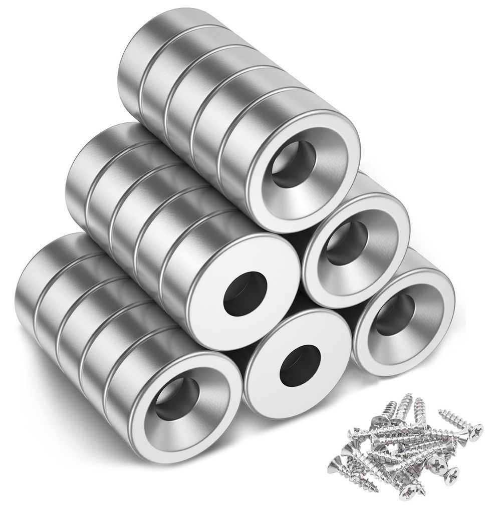 30 Neodym-Magnete mit 8x3 mm M3-Loch, flach, verschraubbar, kleine Topfmagnete für Magnettafeln, Küchenschränke, Kühlschränke – rund und stark