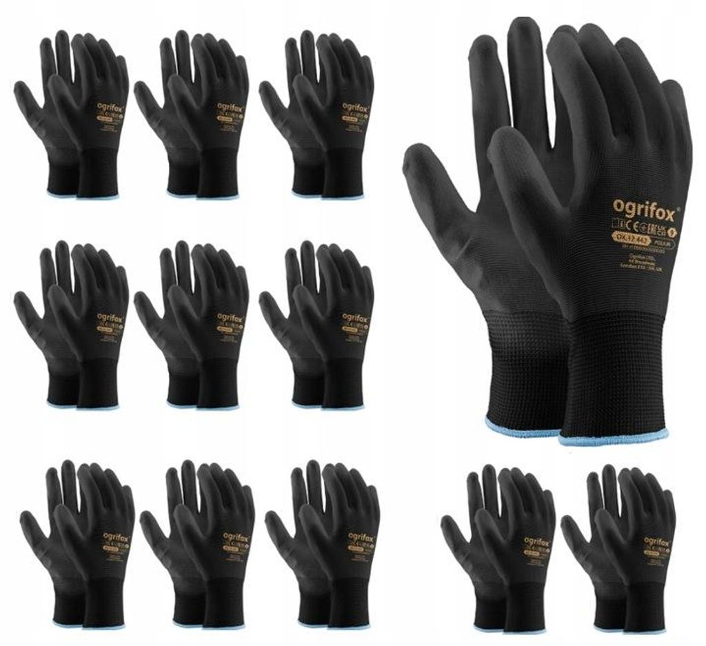 Schutzhandschuhe aus Polyurethan, 12 Paar, Größe 7 Produktbild 