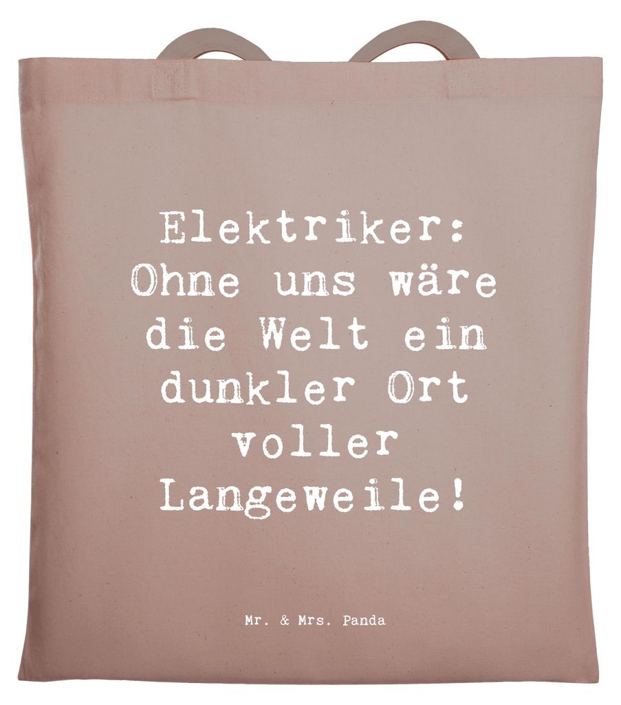 Mr. & Mrs. Panda Shopping Tasche Spruch Elektriker Helden - Braun Pastell - Geschenk, handgefertigte Geschenke, Laptoptasche, Tote Bag, Beruf, krea...
