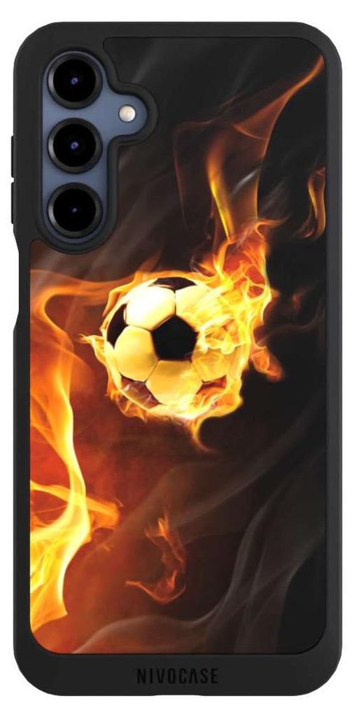 NIVOCASE Handyhülle für Samsung Galaxy A16 5G Hülle NIVOpure Case Schwarz Ball Feuer Fußball