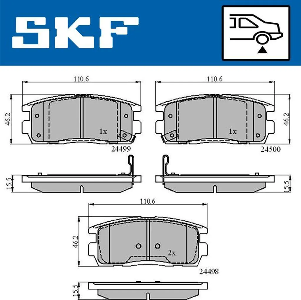 Plaquettes de frein SKF VKBP90556A pour supprimer les bruits au freinage