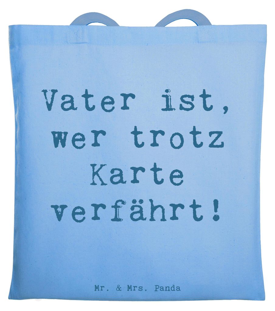 Mr. & Mrs. Panda Tote Bag Spruch Vater Abenteuer - Sky Blue - Geschenk, Tasche, canvas, totebag, Familie, Navigation, Vaterliebe, Einkaufstasche, V...