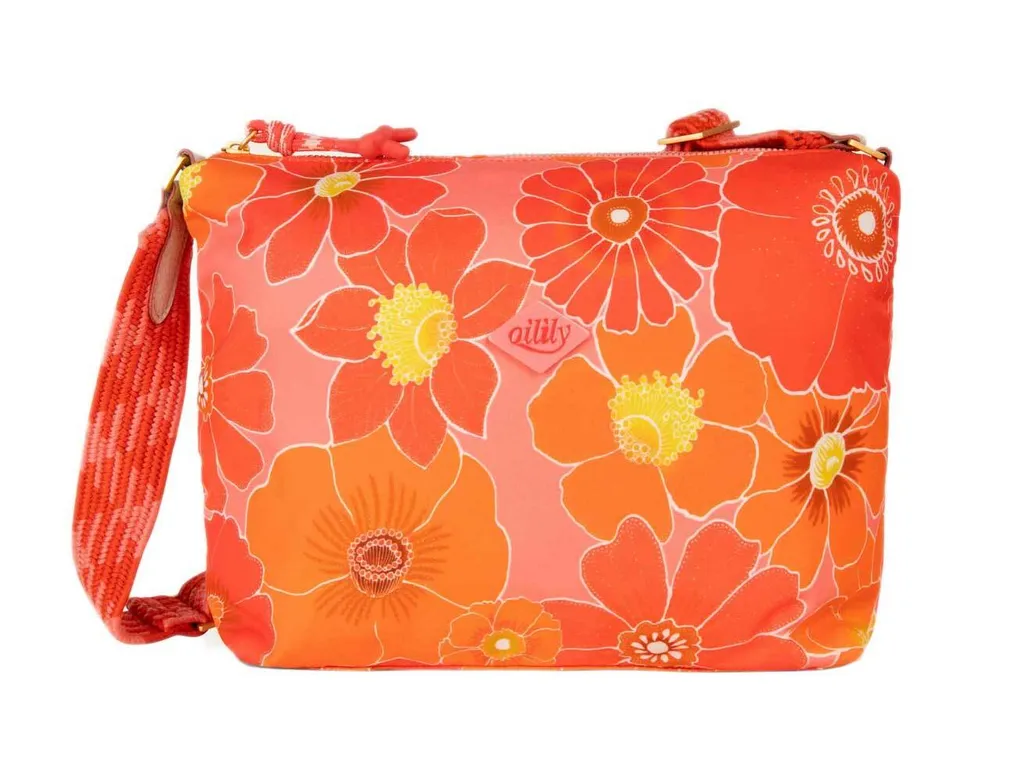 Sac corail Milly Oilily en toile robuste avec bandoulière réglable