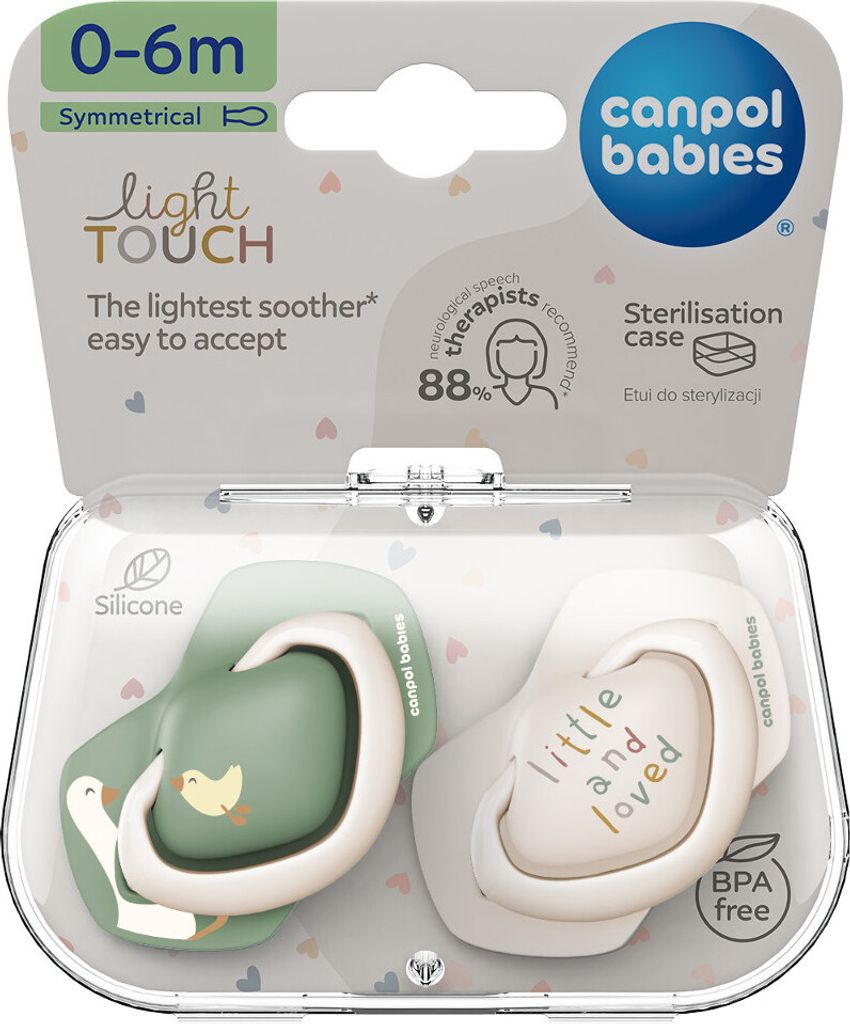 CANPOL symmetrischer Silikonschnuller 0-6m GOOSE 2er-Pack