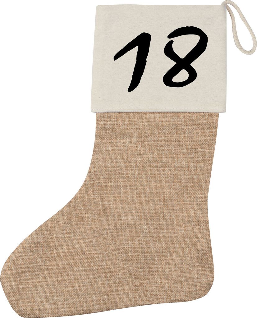 Huuraa Weihnachtsstrumpf 18 Geburtstag Beige Jute Kaminstrumpf Geschenkidee