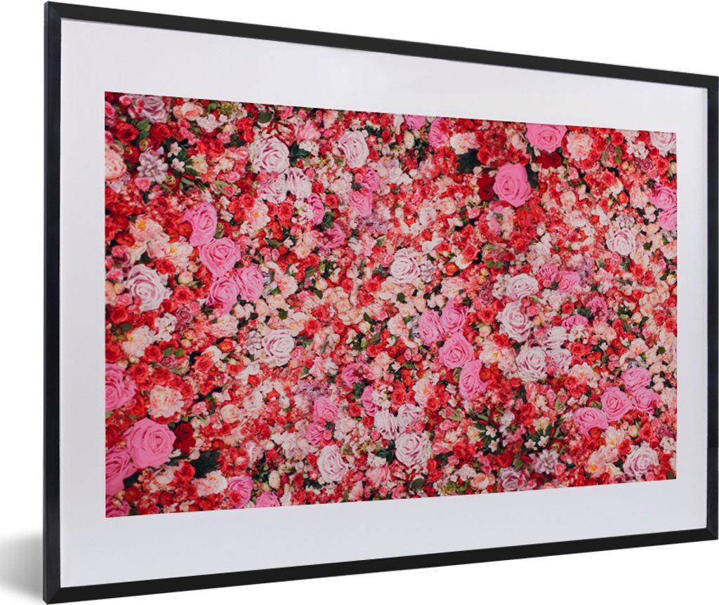 MuchoWow MuchoWow Gerahmtes Poster Blumen - Farben - Rosen 60x40 cm - Poster mit zchwarzem Bilderrahmen - Schlafzimmer - Plakat in Rahmen - Dru...
