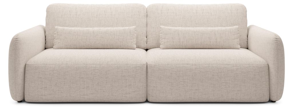 Sofa ATTO mit Schlaffunktion, Schlafsofa, Wohnzimmersofa, Couch, Soffa, Bettsofa, Chenille-Stoff – Creme MOLY 02