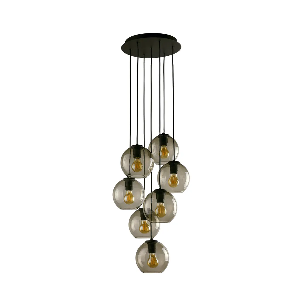 Grand Lustre VETRO Noir 7 Lampes en Verre - Luminaire Design 150 cm