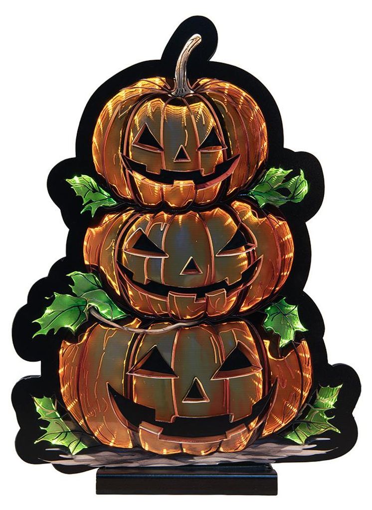 Clayre & Eef Weihnachts-Infinity-Spiegel-Lampe Kürbis 30x7x41 cm Orange Kunststoff