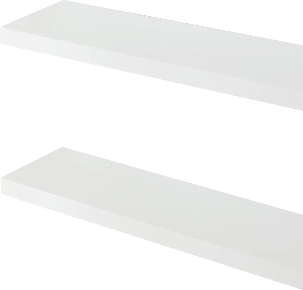 Mensole Parete Bianche Stranda 80 cm - Set 2 Pezzi Arredo Soggiorno - 7