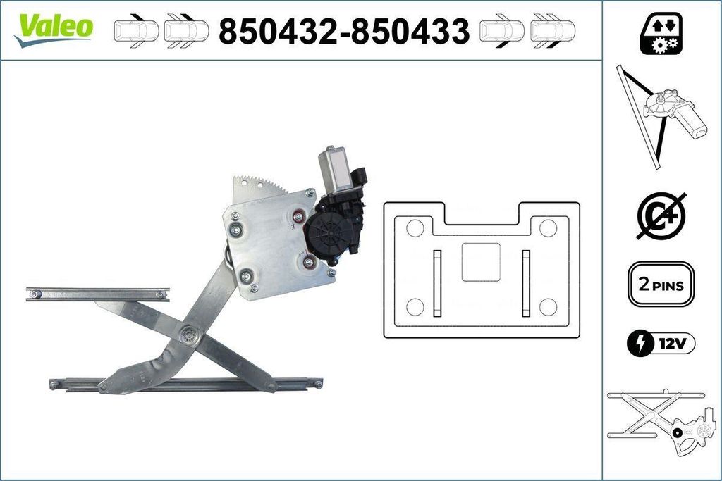 VALEO 850432 Elektrischer Fensterheber Vorne Links für TOYOTA COROLLA Liftback (E11) COROLLA Compact (E11) Corolla Kombi (E11) COROLLA (E11) COROLLA