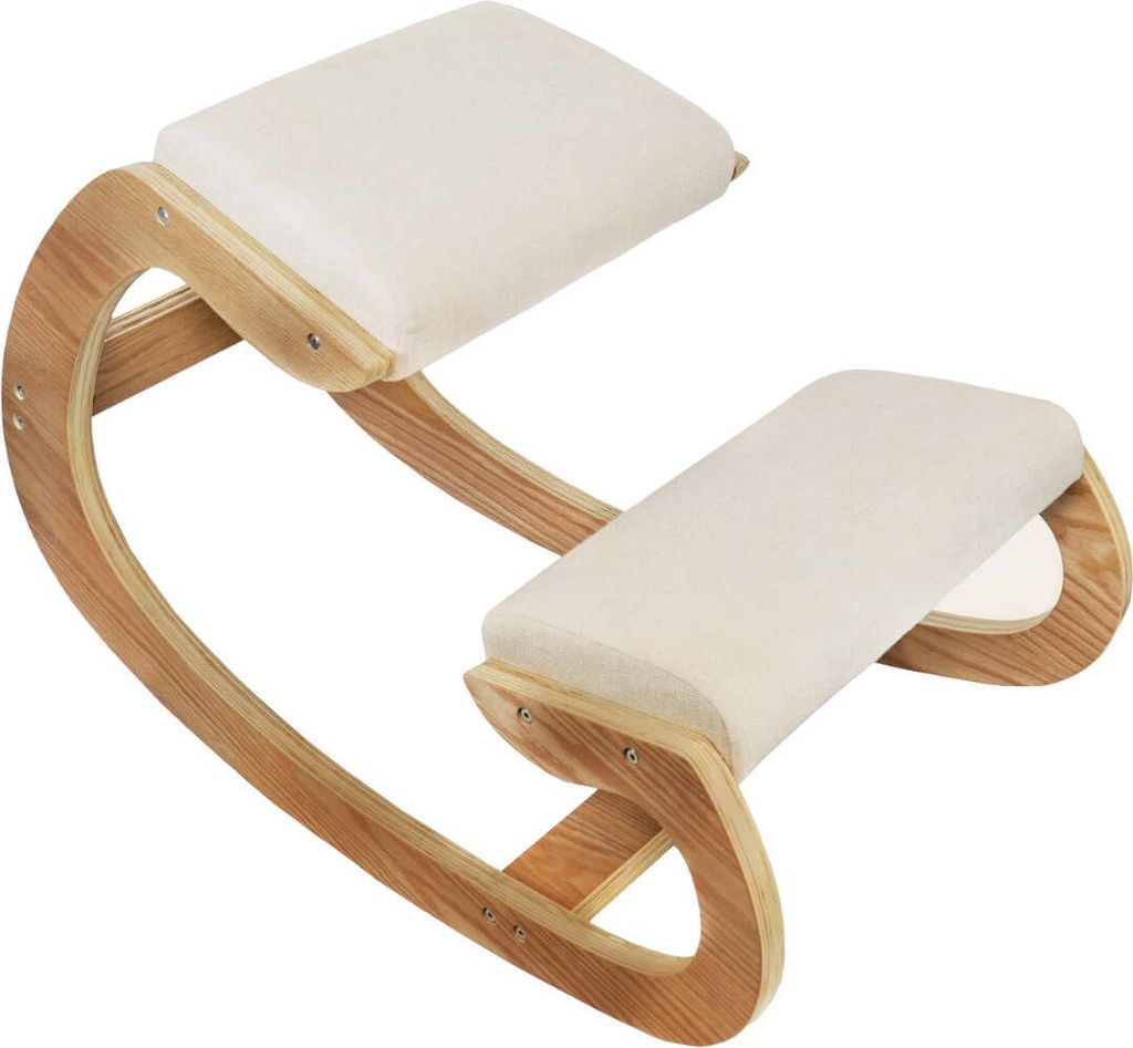 Ergonomischer Kniestuhl aus Eichenholz | Weiße 8cm dicke Produktbild 