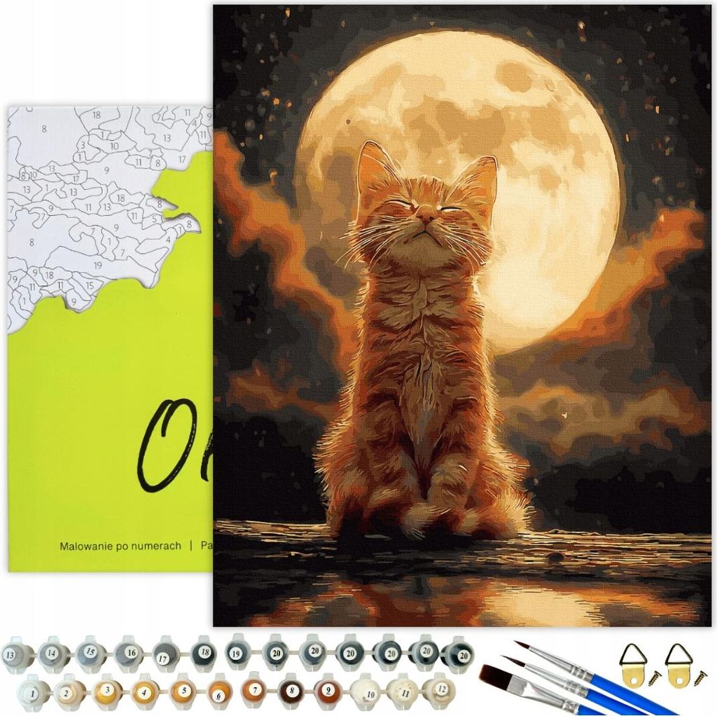 Malen nach Zahlen Erwachsene & Kinder Tiere Katze Mondlicht Produktbild 