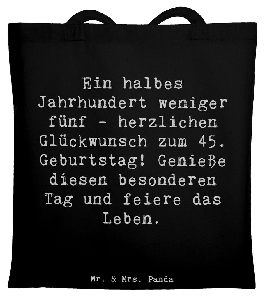 Mr. & Mrs. Panda Tote Bag Spruch 45. Geburtstag Feier - Schwarz - Geschenk, Baumwolltasche, canvas tasche, Happy Birthday, Geburtstagsgeschenk, bes...