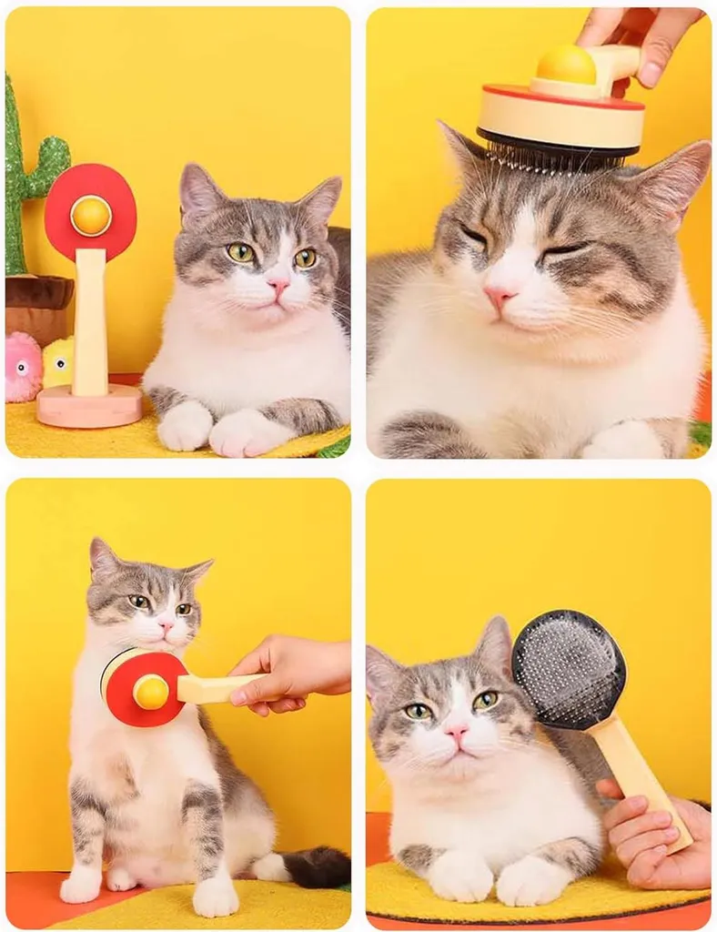 Brosse animaux rétractable jaune - Élimination facile de la saleté - 3