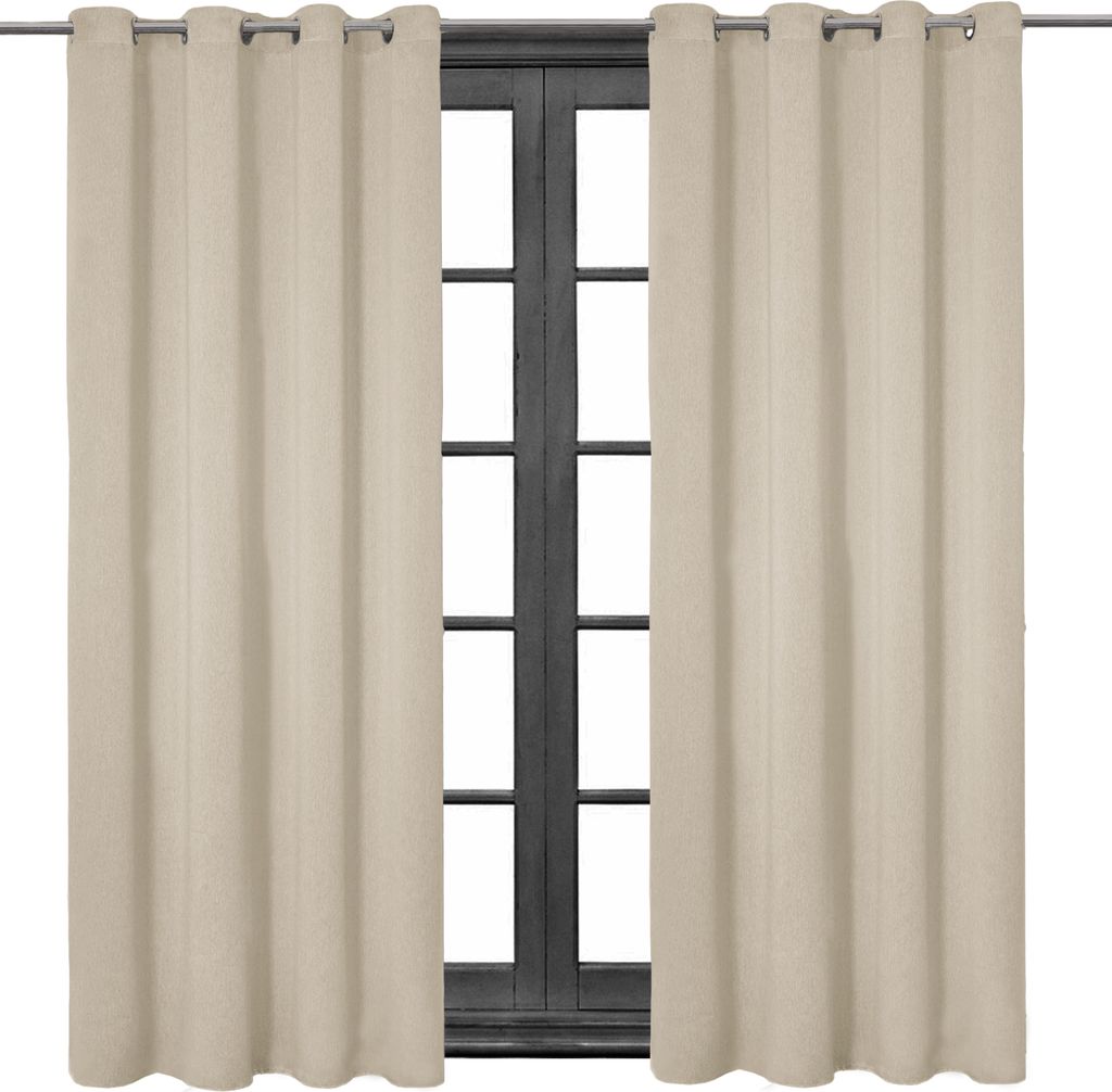 2 Stück Ösenschal Leinen Look Blickdicht 140 (B) x 245 (L) Ösenvorhang Ösengardine Gardine Gardinen Ösen Vorhang Vorhänge Champagner