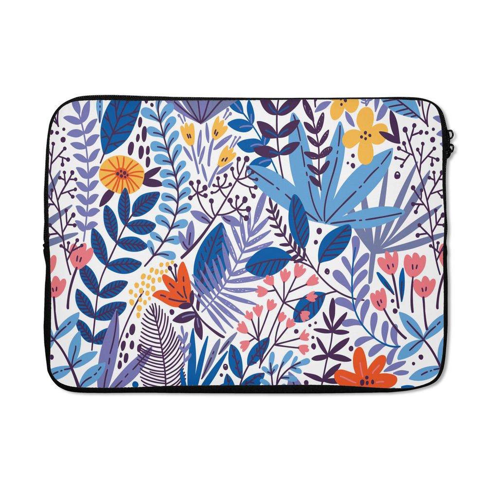 MuchoWow Laptop Hülle 13 Zoll Sommer - Blätter - Pflanzen - Muster Laptoptasche - Laptophülle - Sleeve - Rundumschutz