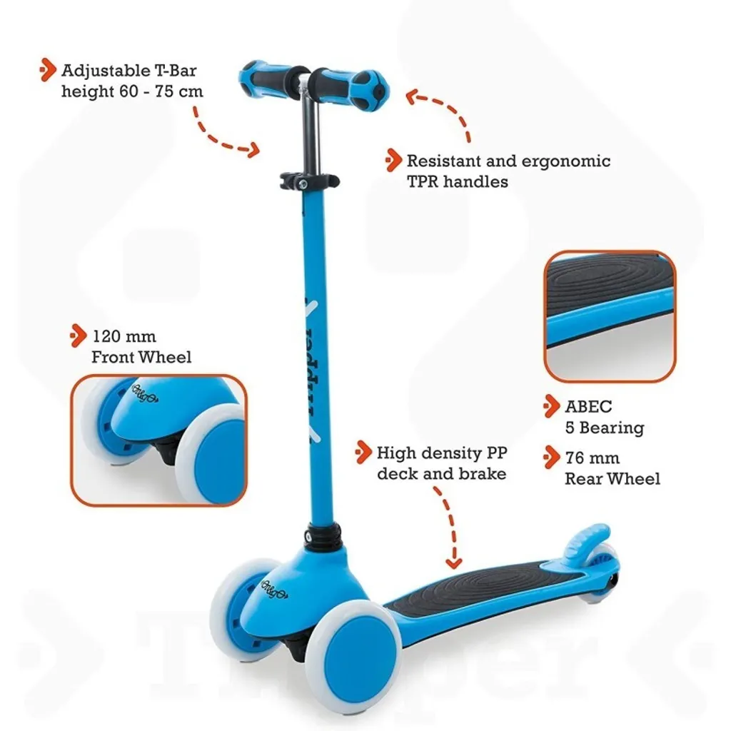 Trottinette 3 roues Mondo Blue stable pour l'initiation des petits