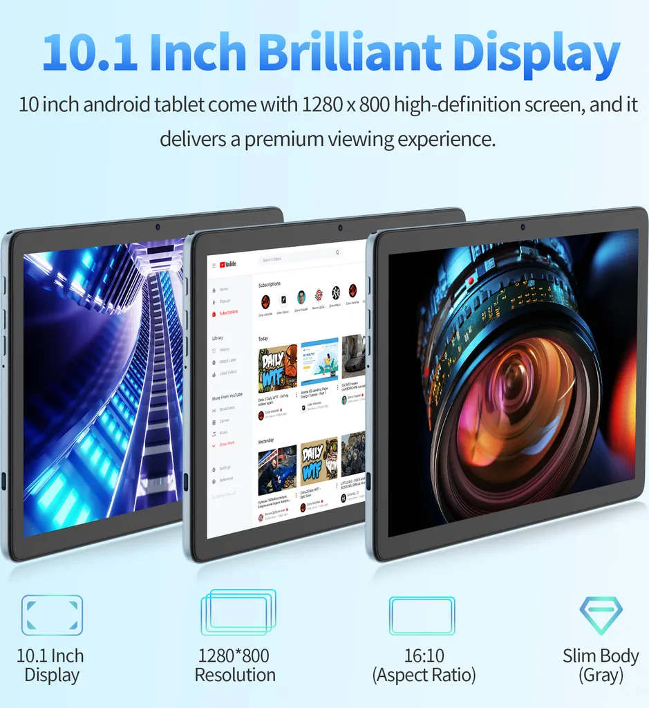 Tablette Tactile 10 Pouces Pack Bureau Complet avec Android 14 et 128Go - 8