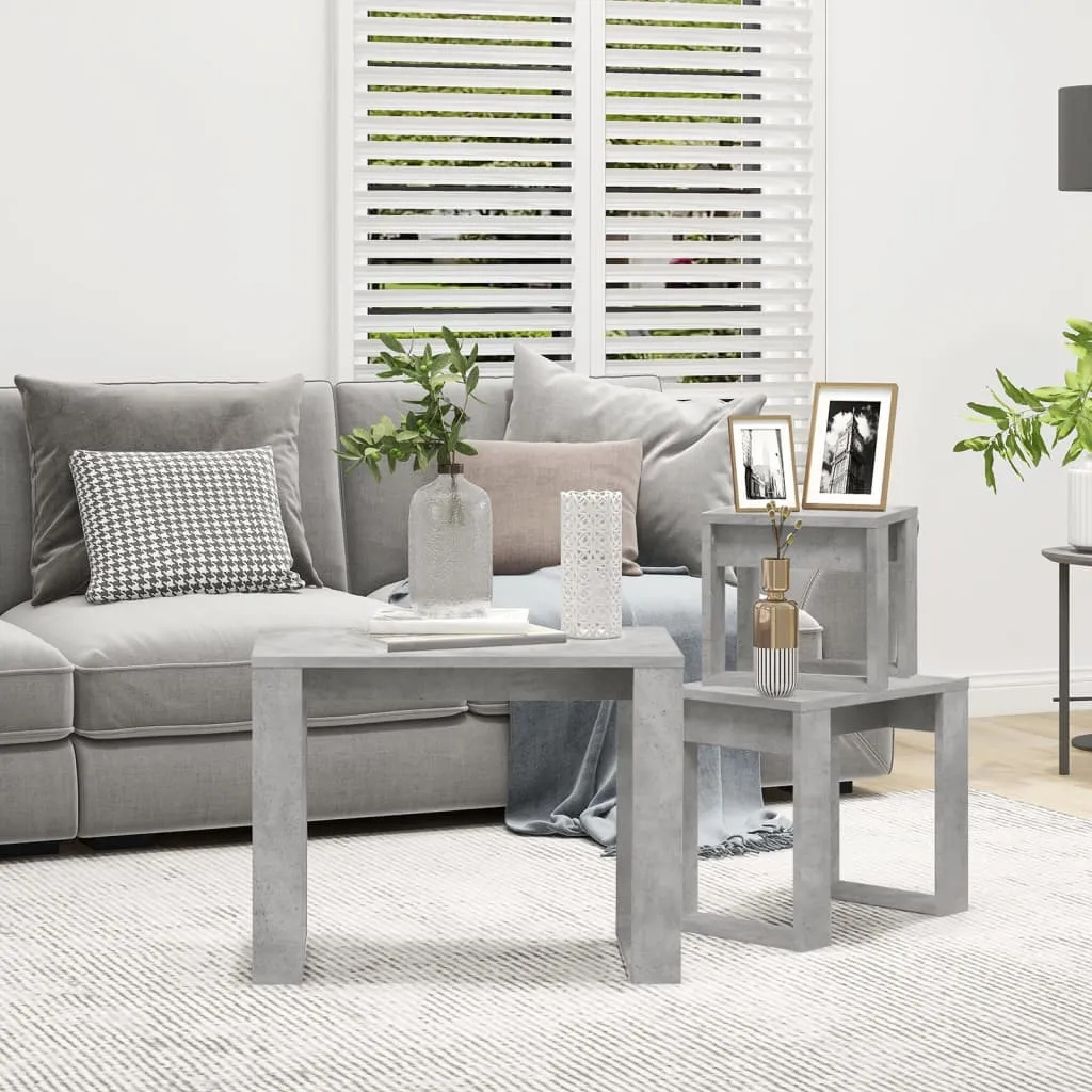Tables gigognes modulables pour salon lot de 3 d'appoint style béton