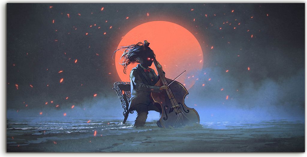 Coloray Spritzschutz aus Glas 140x70 Wandkunst Küchenrückwand mysteriöser Mann Meeresufer Landschaft