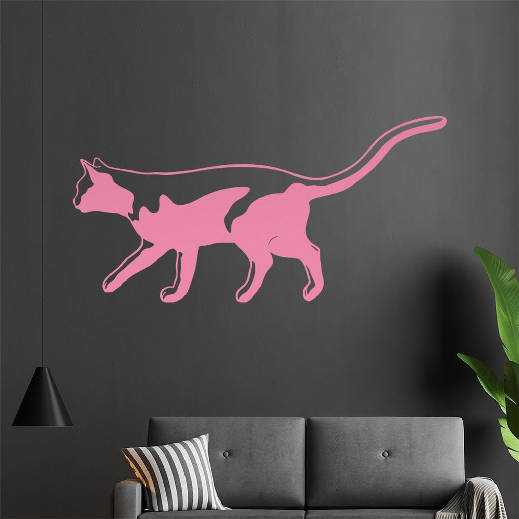 KIWISTAR Katze streunert - Laufen Jagen Wandtattoo in 6 Größen - Wandaufkleber Wall Sticker - Dekoration, Küche, Wohnzimmer, Schlafzimmer, Badez...