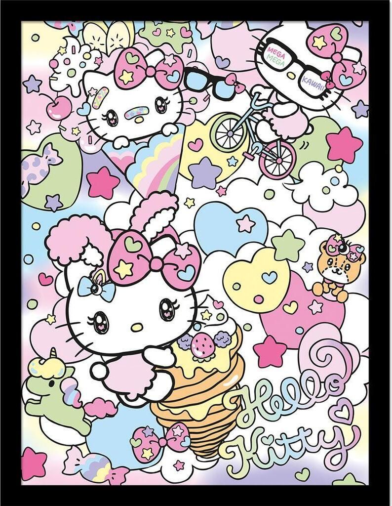 Hello Kitty - Gerahmtes Poster "Harajuko" PM11286 (40 cm x 30 cm) (Bunt)