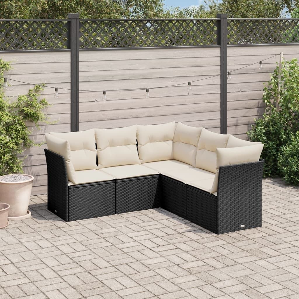 Maison Exclusive - 5-tlg. Garten-Sofagarnitur mit Kissen Schwarz Poly Rattan