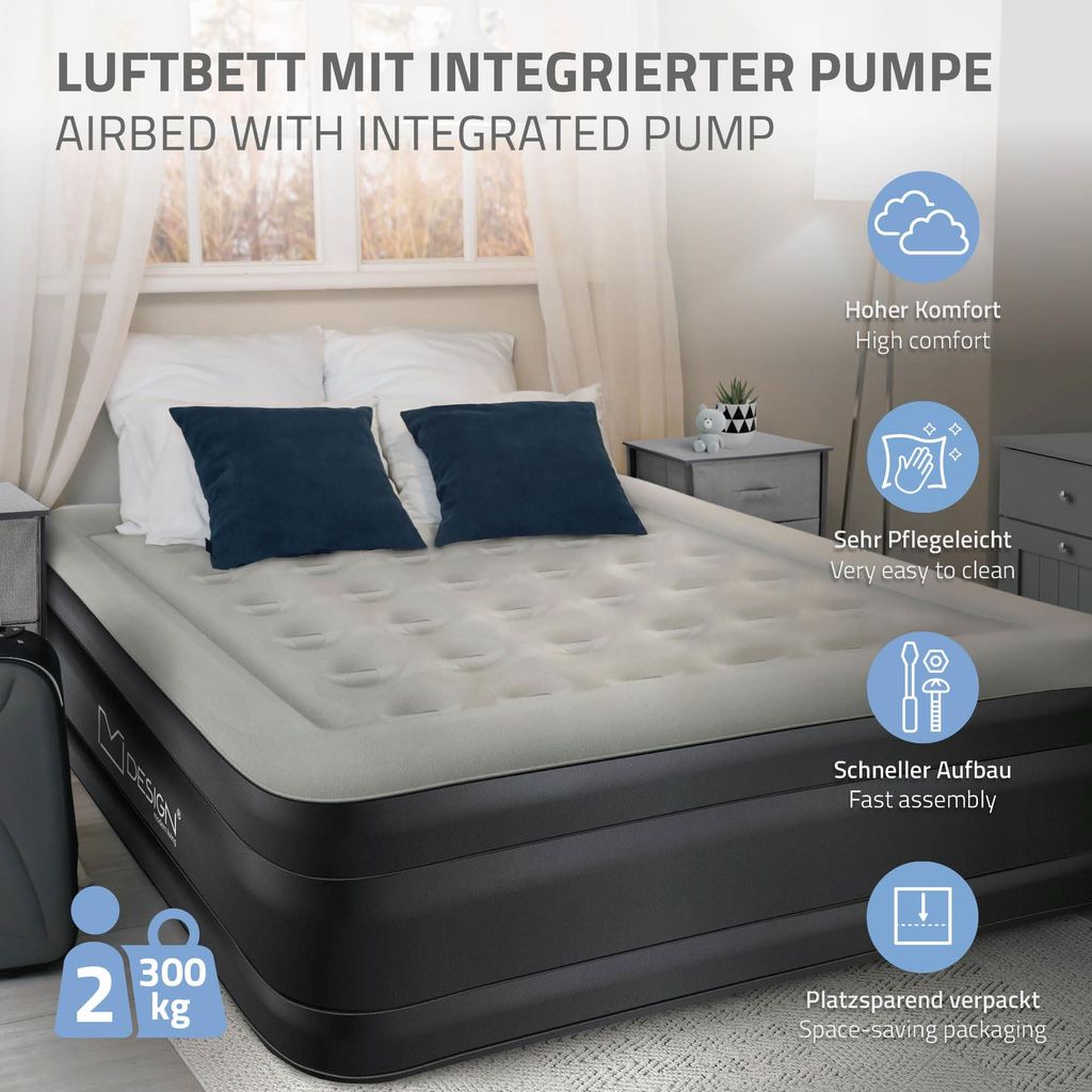 ML-Design Luftmatratze 2 Personen 203x157x47 cm Grau