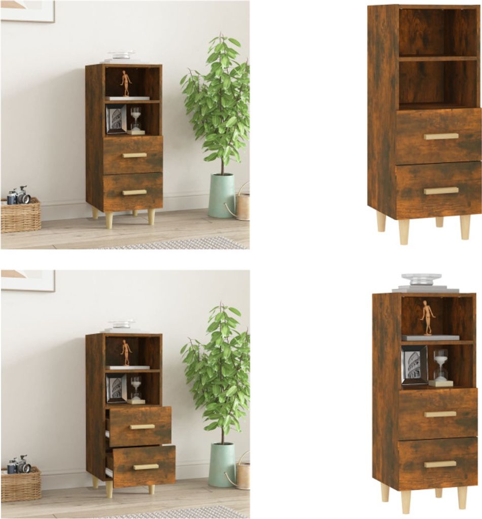 vidaXL Sideboard Räuchereiche 34,5x34x90 cm Holzwerkstoff - Sideboard - Sideboards - Schrank - Aufbewahrungsschrank