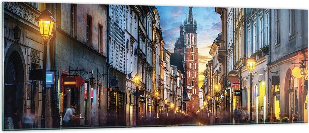 Bilder auf glas - Einteilig - Krakau Kirche Mariacki - 140x50cm - Glasbilder - Wandbilder - Bilder - zum Aufhängen bereit - Wanddekoration aus Gla...