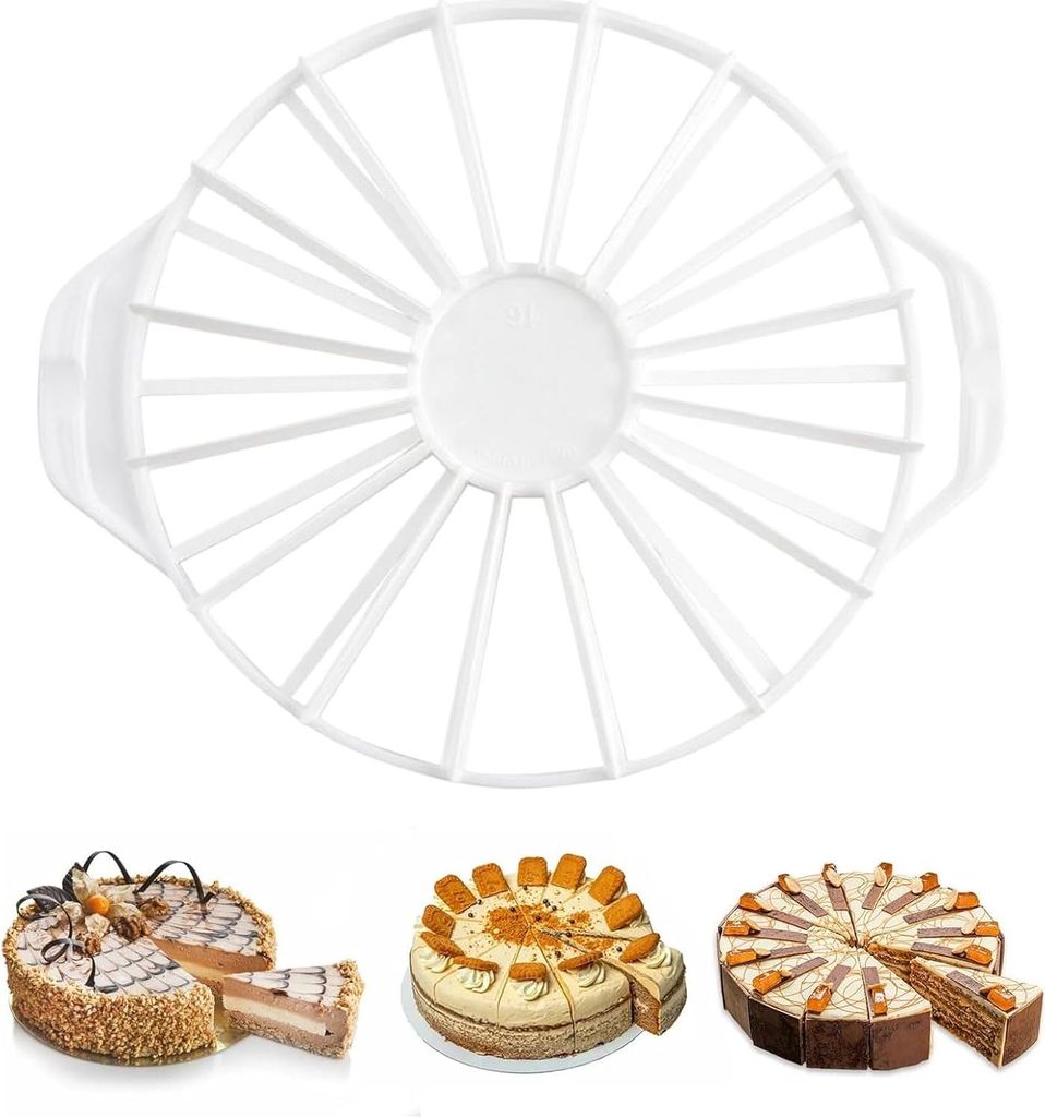 Tortenteiler 14/16 Kuchenteiler Tortenschneider mit Griff, Doppelseitiger Rund Kunststoff Tortenstücke Zum Schneiden von Gleichen, Wiederverwendba...