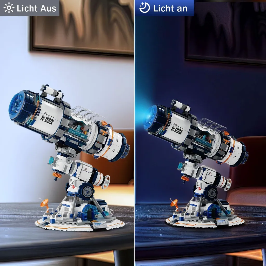 Télescope spatial rétractable en briques à emboîter avec LED