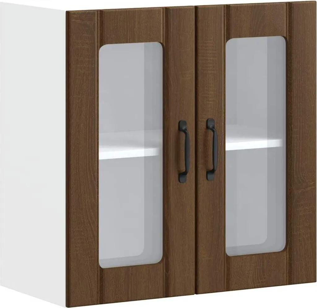 SYFAX Pensile Cucina Vetro Lucca Rovere Marrone - Mobile Sospeso Elegante