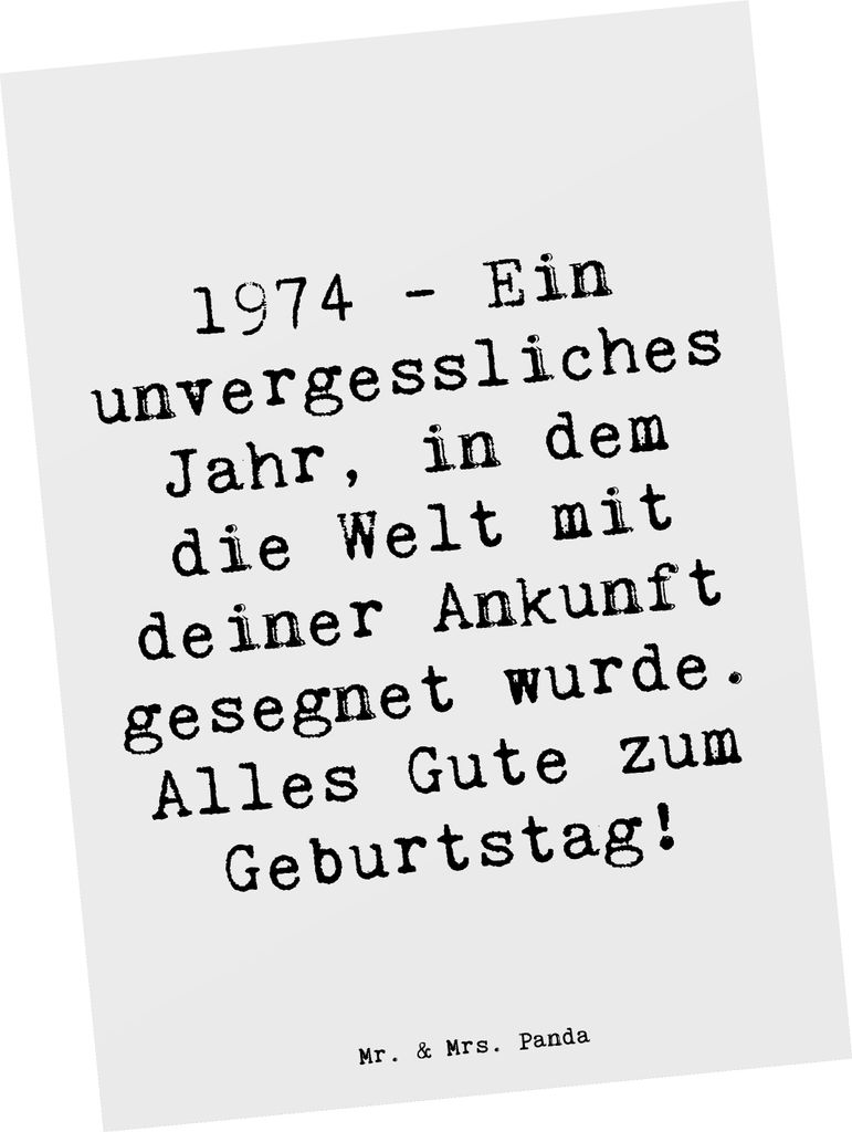 Mr. & Mrs. Panda Postkarte Spruch 1974 Geburtstag - Weiß - Geschenk, Jahrgang, Happy Birthday, Ansichtskarten, alles Gute zum, Glückwunsch, Ansic...