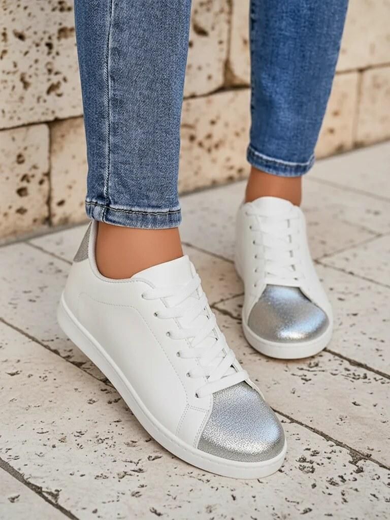 Dámské tenisky Royalfashion Calista stříbrno-bílé stylové , Obrázek produktu 