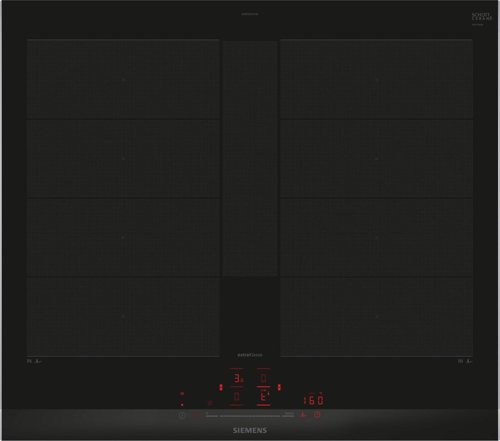 Siemens Extraklasse iQ700 EX675HYC1M Induktionskochfeld, 60 cm, Schwarz Mit Rahmen aufliegend, Home Connect