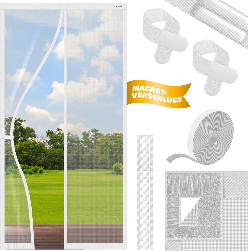 KESSER Magnet Fliegengitter Tür Insektenschutz Magnetvorhang Türvorhang Schutzgitter mit kinderleichter Inkl. Klebemontage für Balkontür Terr...