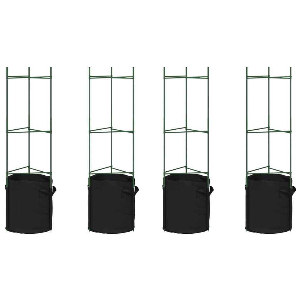 vidaXL Tomatenkäfige mit Pflanzsäcken 4 Stk. 116 cm Stahl und PP