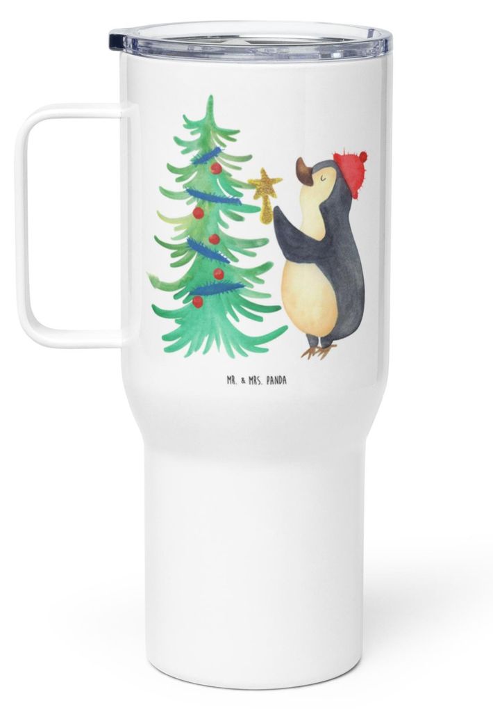Mr. & Mrs. Panda Thermobecher Pinguin Weihnachtsbaum - Weiß - Geschenk, Thermos-Becher, Teetasse, Trinkgefäß, Weihnachten, Winter, thermosbecher...
