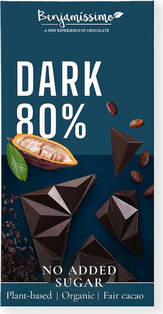 BITTERSCHOKOLADE 80 % OHNE ZUCKERZUSATZ GLUTENFREI 60 g – BENJAMISSIMO