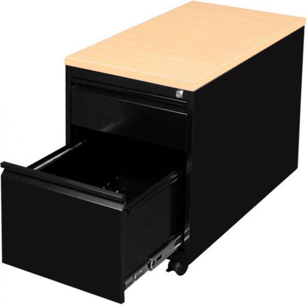 Büro Rollcontainer Bürocontainer Hängeregistratur 62x46x59 Schwarz/Ahorn 505502