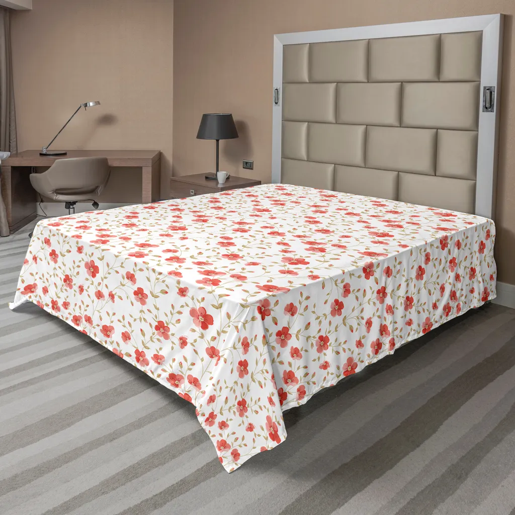 Drap de lit supérieur doux à motif floral naturel pour literie déco
