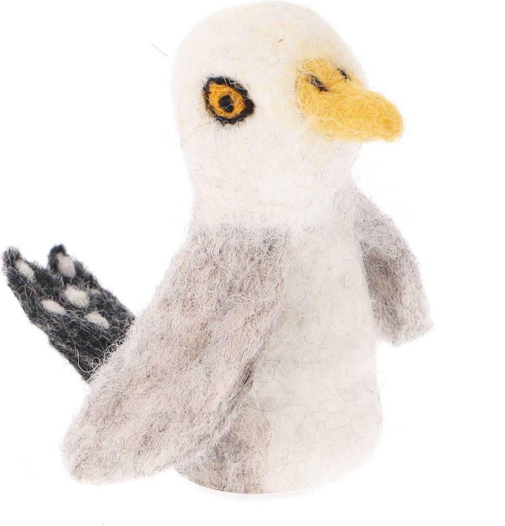 Handgemachte Fingerpuppe aus Filz - Möwe, Mehrfarbig, Produktbild 